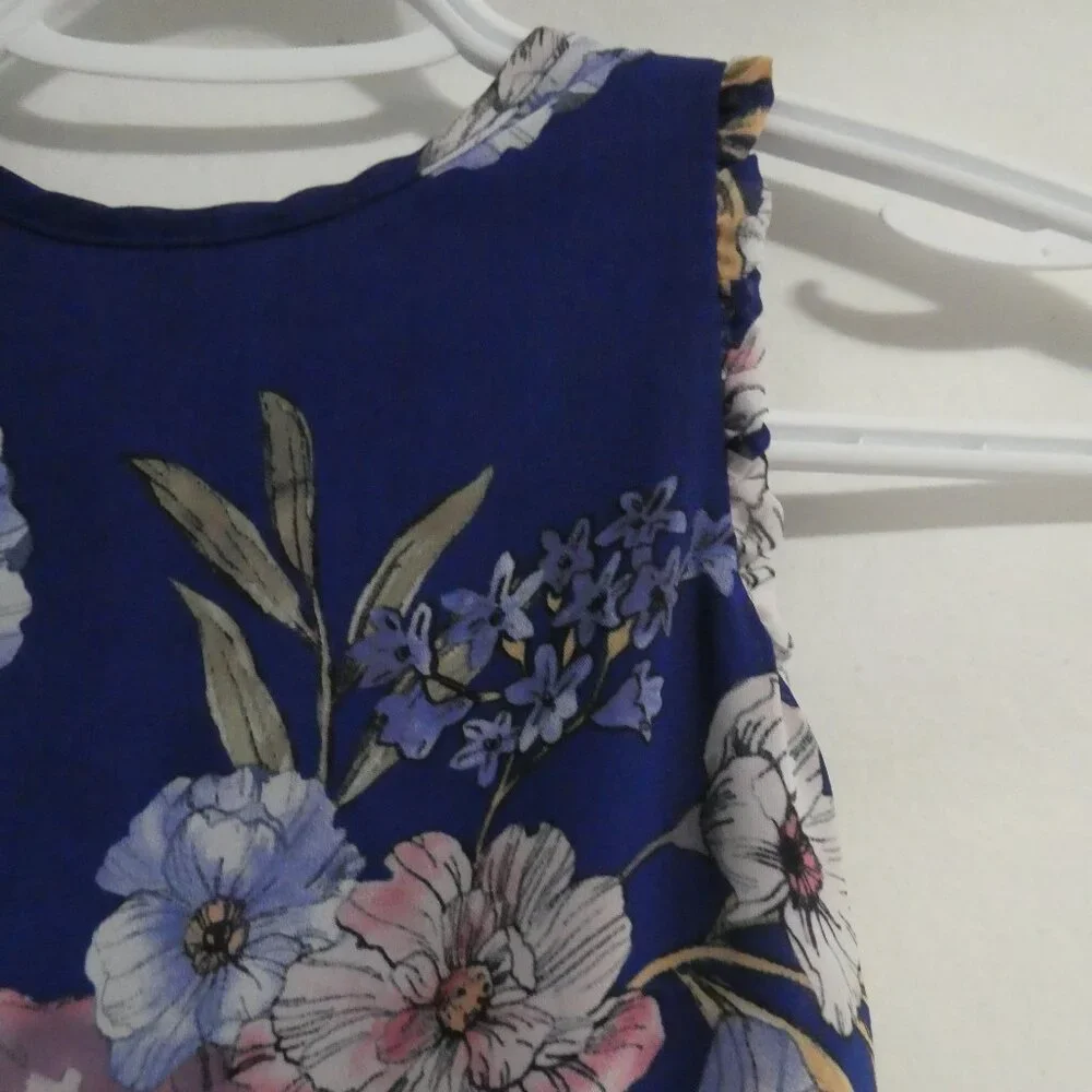 AVA & YELLY | size 6 | Sheer Sleeveless Floral Dress | Tie Back | Lined - Picture 5 of 16